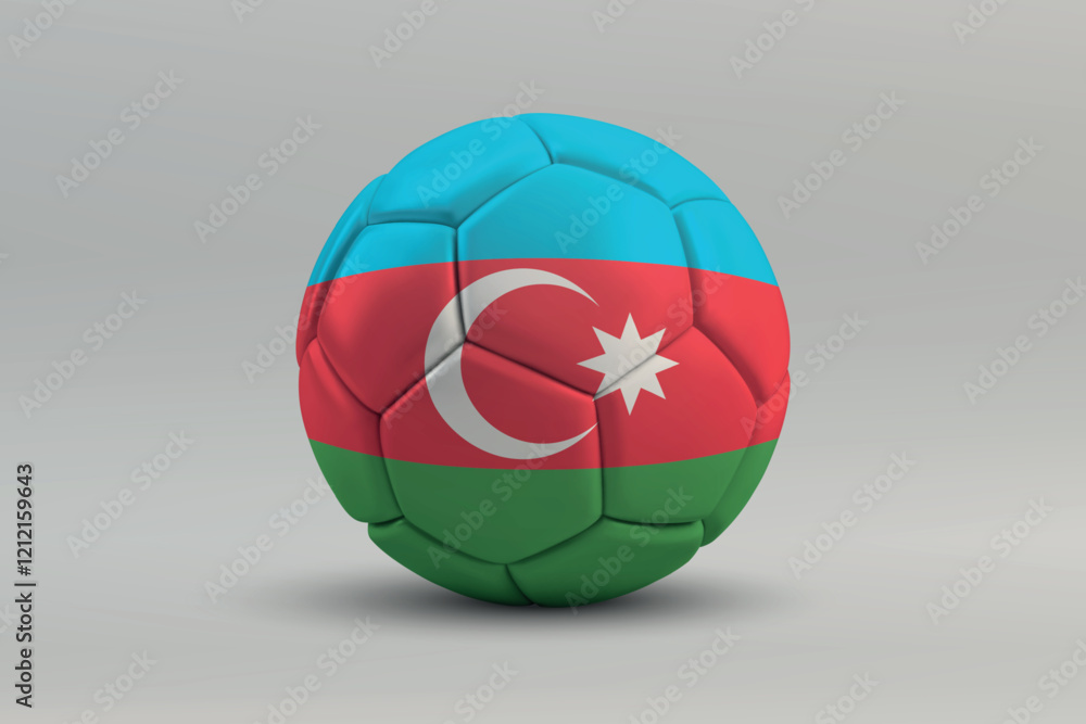 Naklejka premium Azerbaijan Soccer Ball with National Flag Design