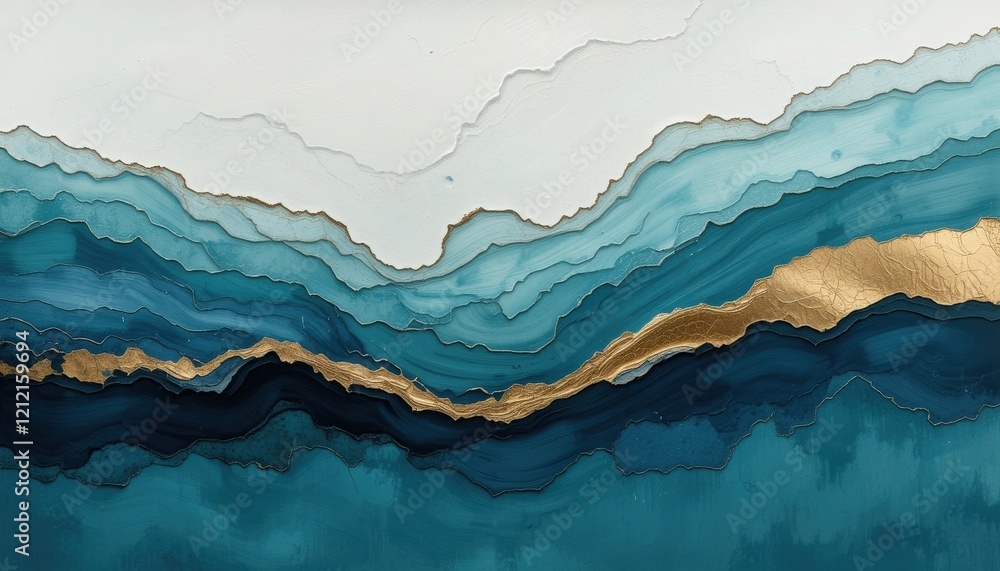 A tapestry of turquoise, navy, and gold hues intertwines, evoking the essence of ocean waves. This artwork captures the beauty of fluid artistry, merging colors seamlessly to create depth A tapestry of turquoise, navy, and gold hues intertwines, evoking the essence of ocean waves. This artwork captures the beauty of fluid artistry, merging colors seamlessly to create depth