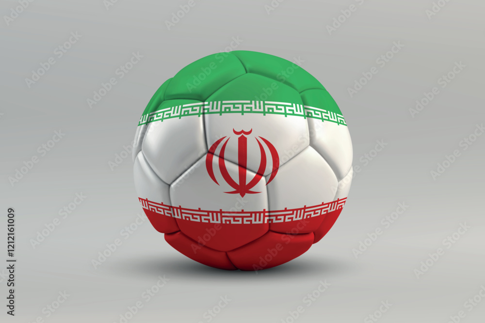 Fototapeta premium Iran Soccer Ball with National Flag Design