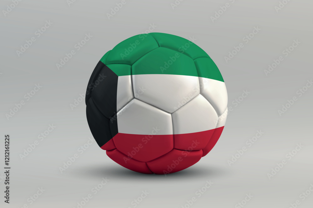 Fototapeta premium Kuwait Soccer Ball with National Flag Design