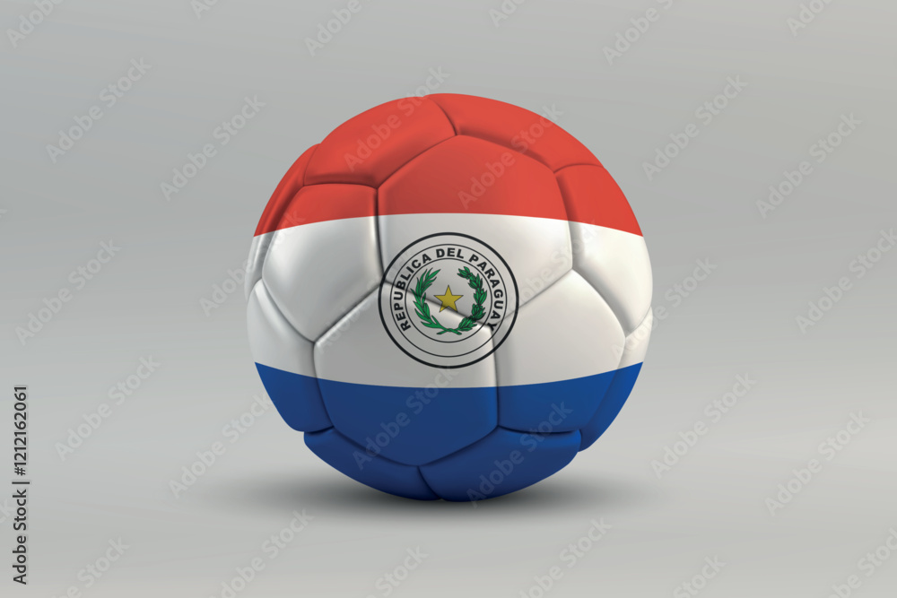 Naklejka premium Paraguay Soccer Ball with National Flag Design