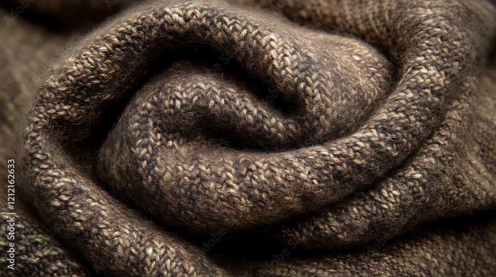 Obraz premium Brown Knitted Fabric Swirled Texture Detail