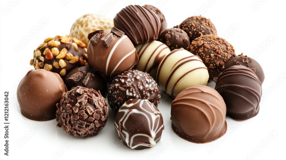 Gourmet Chocolate Truffles on White Surface Gourmet Chocolate Truffles on White Surface