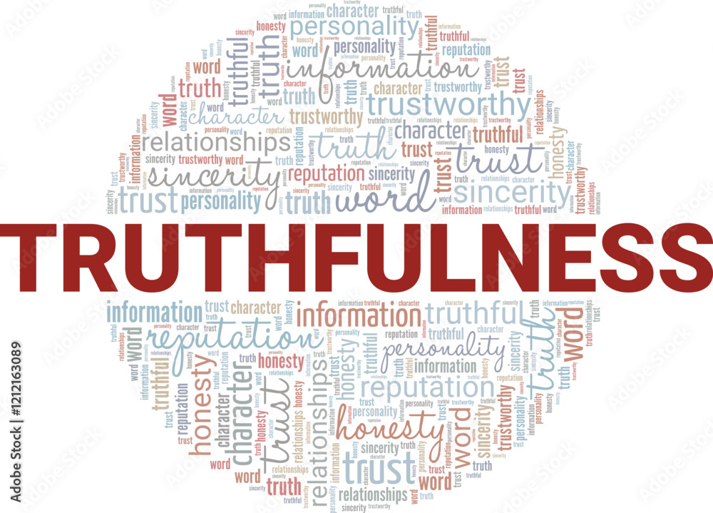 Fototapeta premium Truthfulness word cloud conceptual design isolated on white background.