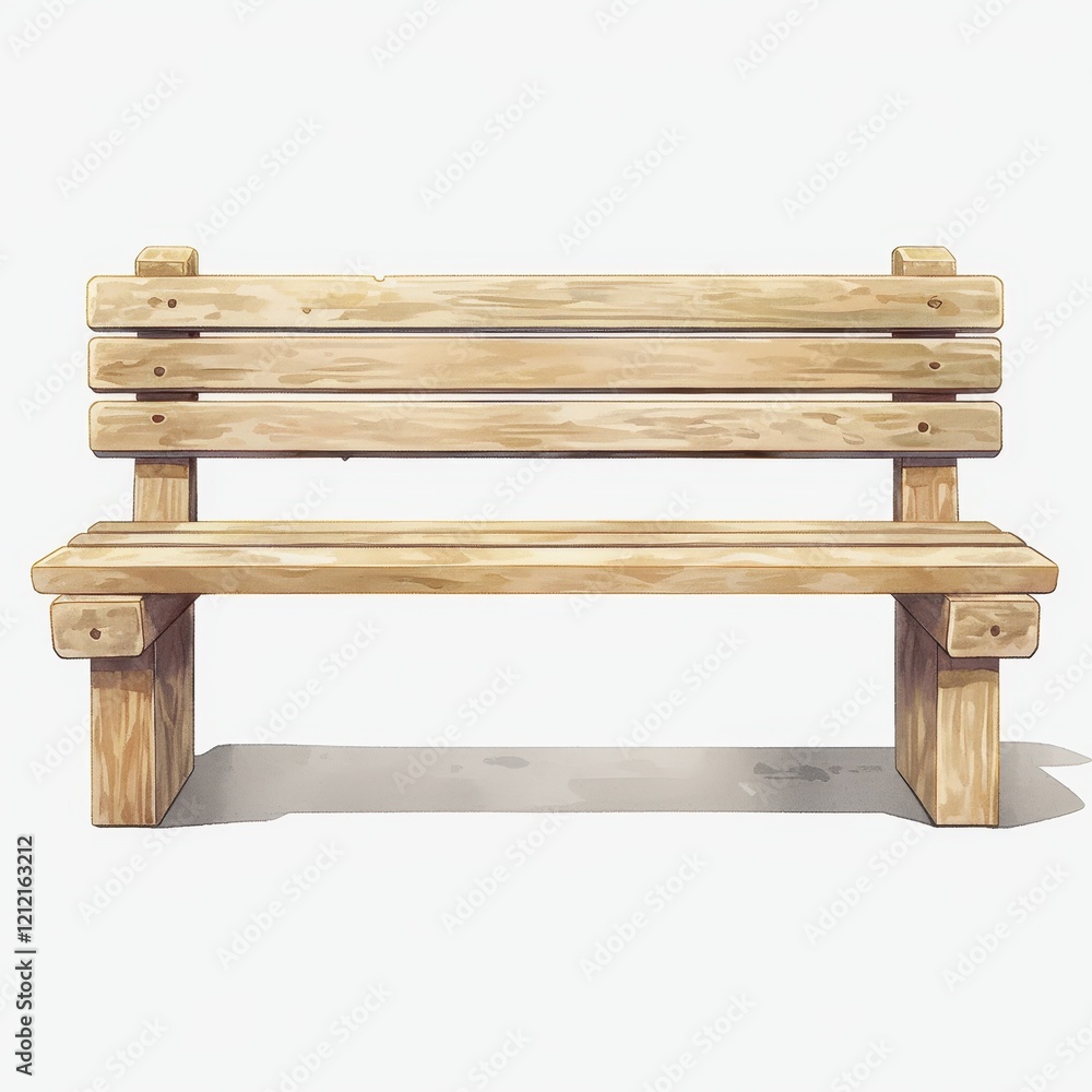Rustic Wooden Park Bench Outdoor Seating Empty Summer Light Brown Natural Wood Rustic Wooden Park Bench Outdoor Seating Empty Summer Light Brown Natural Wood