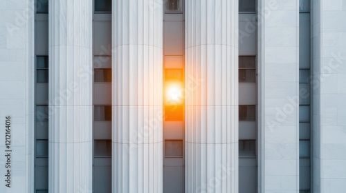 Serene Architecture of Modern Columns Emphasizing Minimalism and Investment Flow in Calm Urban Settings