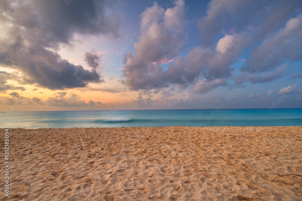 Sunrise on the beach of Playa del Carmen at caribbean sea, Mexico Sunrise on the beach of Playa del Carmen at caribbean sea, Mexico
