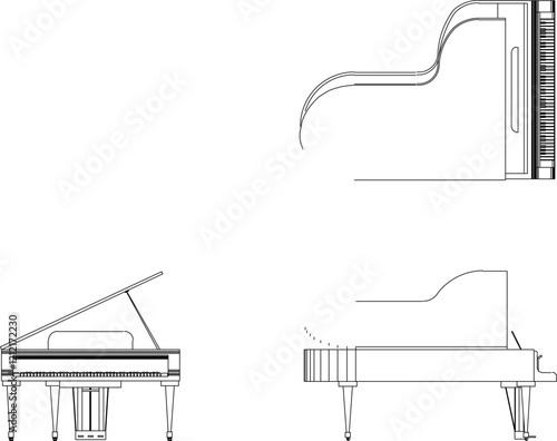 vector illustration design silhouette image of professional grand piano musical instrument