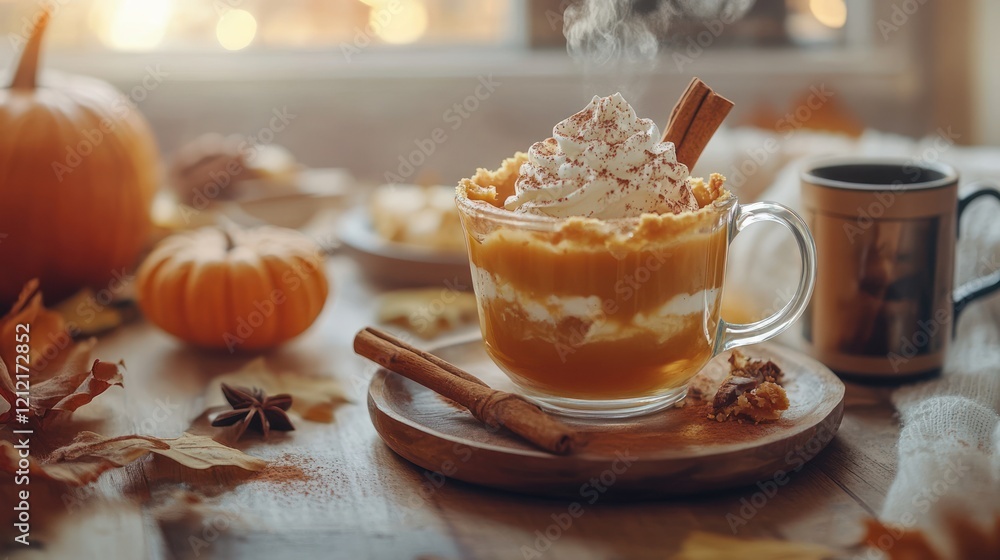 Autumn Pumpkin Spice Latte, Cozy Window, Fall Autumn Pumpkin Spice Latte, Cozy Window, Fall