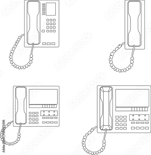 vector illustration design image silhouette household electronic device old classic vintage telephone cord 