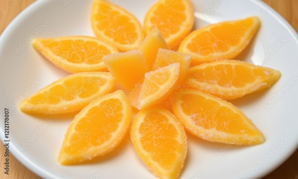 Artfully arranged frozen orange slices Artfully arranged frozen orange slices