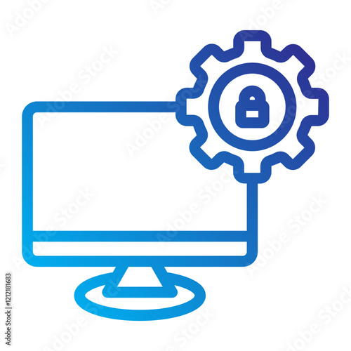 Computer Web security Line Gradient Icon
