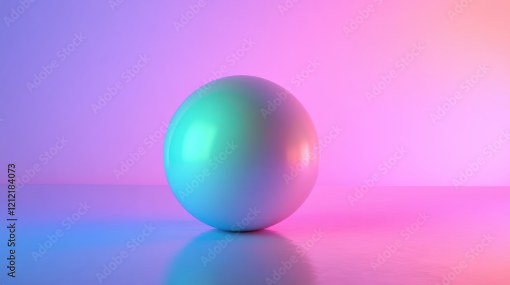 Vibrant Light Reflections on a Polished Sphere, Studio Setting, Abstract Photography, Contemporary, Close-Up, Modern Aesthetics Vibrant Light Reflections on a Polished Sphere, Studio Setting, Abstract Photography, Contemporary, Close-Up, Modern Aesthetics