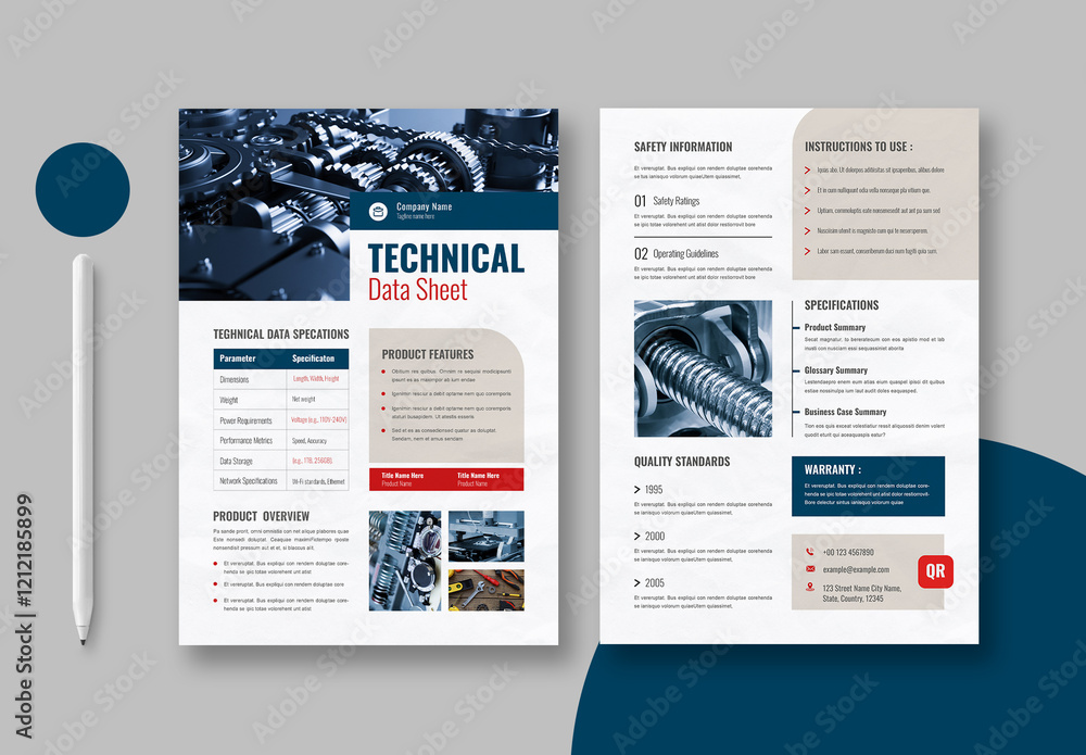 Technical Data And Product Sheet Stock Template | Adobe Stock