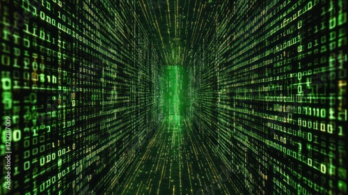 Obraz na płótnie Motion blur applied to binary code for dynamic and immersive visuals.