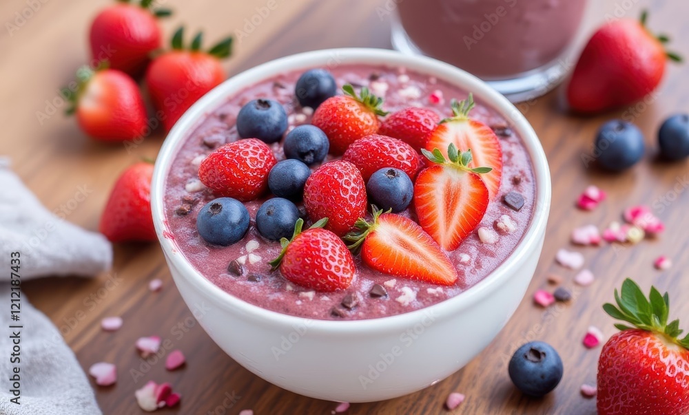 Delicious berry smoothie bowl with fruits Delicious berry smoothie bowl with fruits