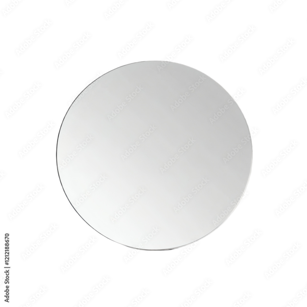 A plain round mirror with no frame, floating on pure white. A plain round mirror with no frame, floating on pure white.