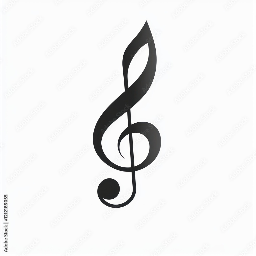 Treble clef, music symbol, white background, design element, musical score. Treble clef, music symbol, white background, design element, musical score.