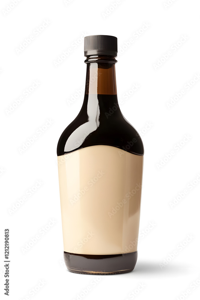 A bottle of Irish cream liqueur cocktail. Product mock up isolated on white background A bottle of Irish cream liqueur cocktail. Product mock up isolated on white background
