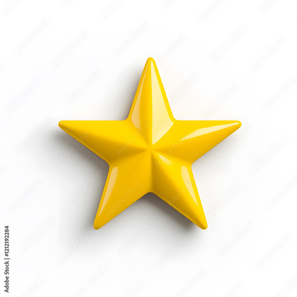 Fototapeta premium 3d gold glossy yellow star icon isolated on white background