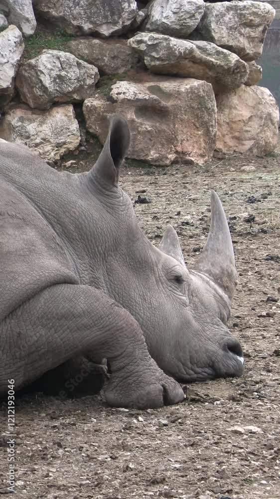 rhinocéros, en gros plan, dans un parc animalier rhinocéros, en gros plan, dans un parc animalier