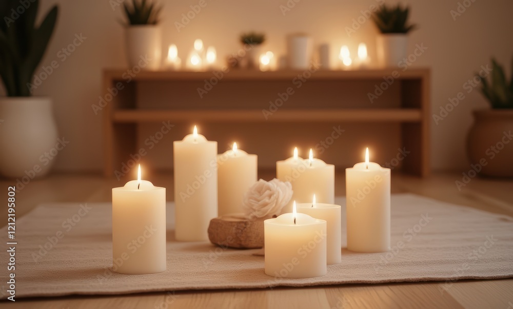 Serene candlelit ambiance in warm tones Serene candlelit ambiance in warm tones