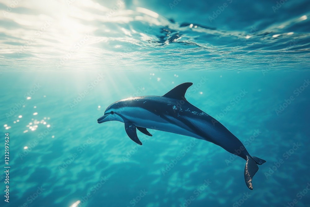 Obraz premium Dolphin in Turquoise Waters