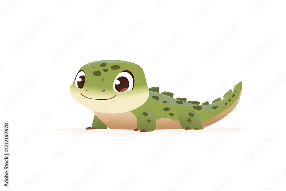 Naklejka premium Cute Cartoon Lizard Illustration Perfect for Children's Books