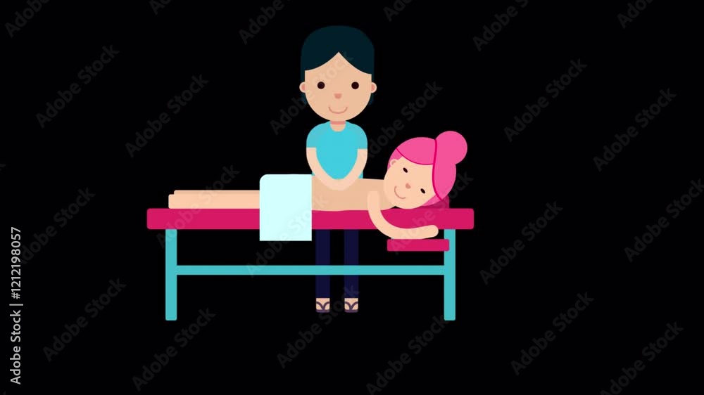 Female Masseur Massages Her Client On Alpha Channel 2D Cartoon Animation Female Masseur Massages Her Client On Alpha Channel 2D Cartoon Animation