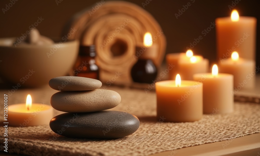 Zen stones on a calming spa setup Zen stones on a calming spa setup