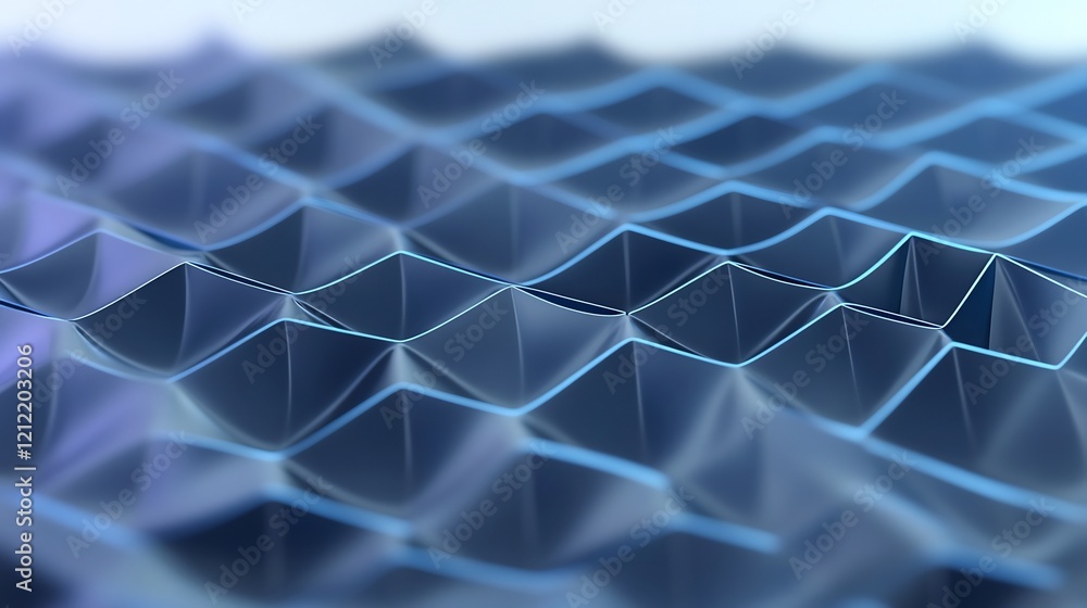Obraz premium Abstract Blue Geometric Pattern Soft Light. AI Generated