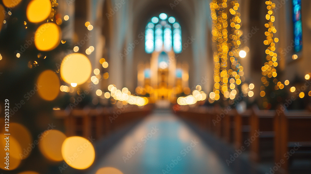 Obraz premium Candlemas celebration in a beautifully lit church with festive decorations and atmosphere