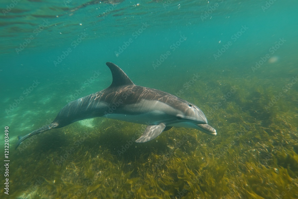 Fototapeta premium Dolphin in Turquoise Waters
