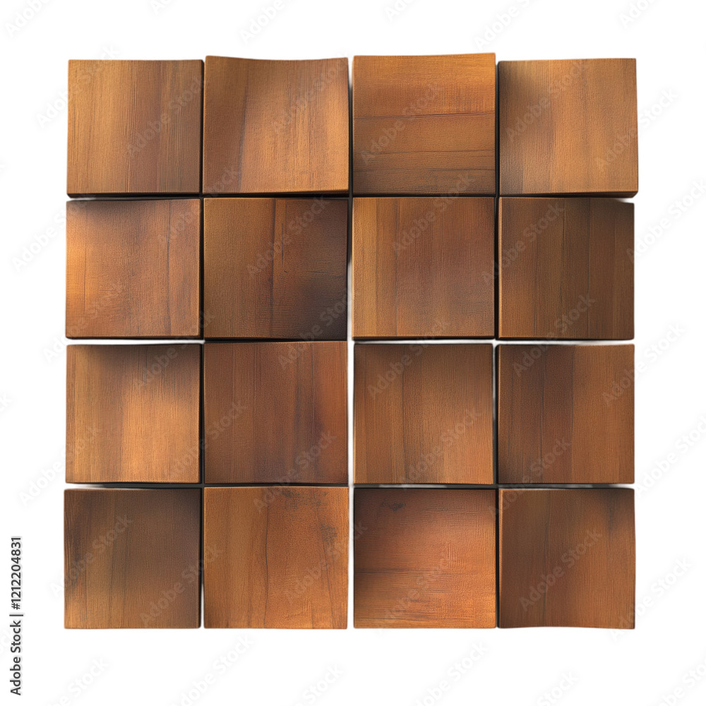 A minimalist wood wall panel with a grid design, isolated on white. A minimalist wood wall panel with a grid design, isolated on white.