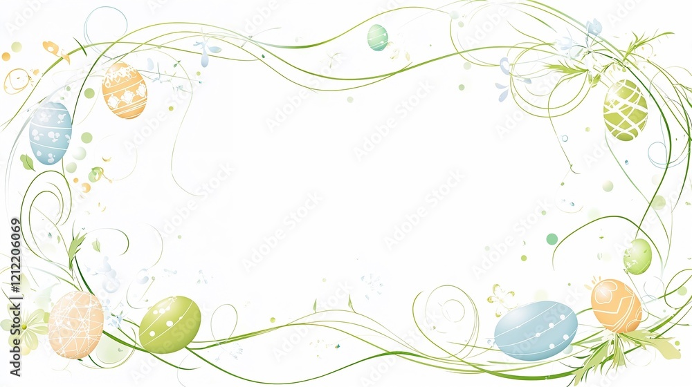 Whimsical Easter postcard design with pastel colors and swirls for blogs, cards, and digital designs. Whimsical Easter postcard design with pastel colors and swirls for blogs, cards, and digital designs.