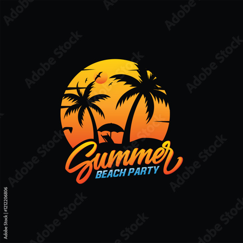 Summer Vacation logo design template, Summer