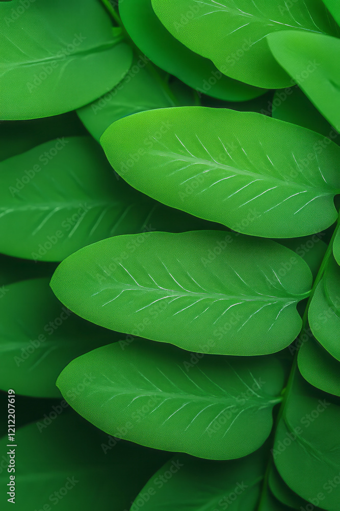 Obraz premium An intricate macro shot of a fern leaf, revealing the fine fronds and detailed patterns that contribute to its lush and green appearance,