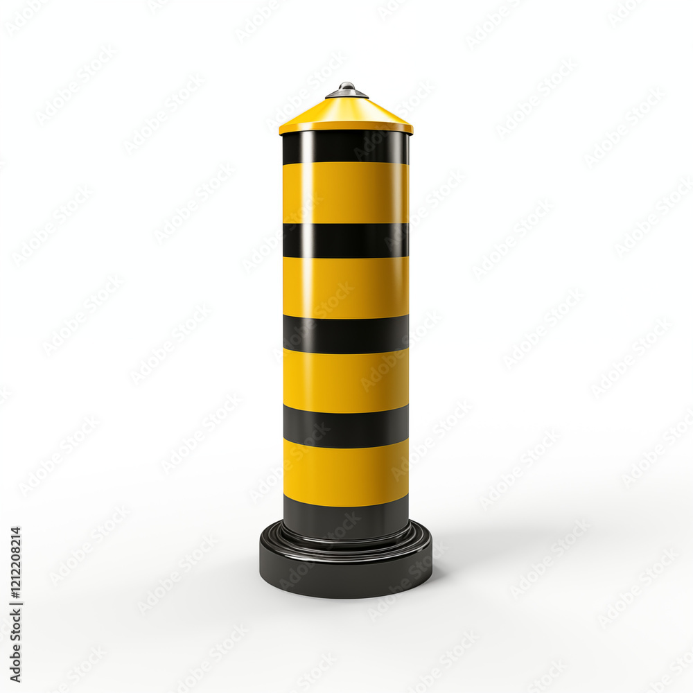 Yellow and Black Striped Bollard Traffic Barrier Safety Post 3D Render Yellow and Black Striped Bollard Traffic Barrier Safety Post 3D Render