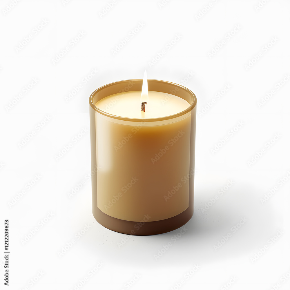Burning candle with blank label mock up isolated on white background Burning candle with blank label mock up isolated on white background
