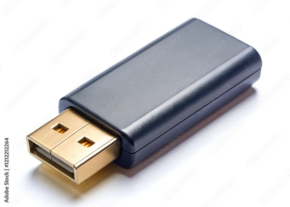 High-Resolution Image: Dark Gray USB 2-in-1 Flash Drive on White Background High-Resolution Image: Dark Gray USB 2-in-1 Flash Drive on White Background