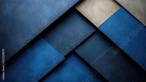 Minimalist blue background with abstract shapes  perfect for design and banner templates. Featuring contemporary geometric wallpaper with negative space and a central white space for text.