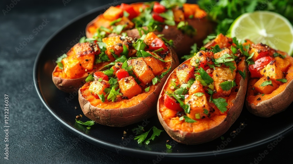 Delicious Stuffed Sweet Potatoes with Cilantro and Spices Delicious Stuffed Sweet Potatoes with Cilantro and Spices