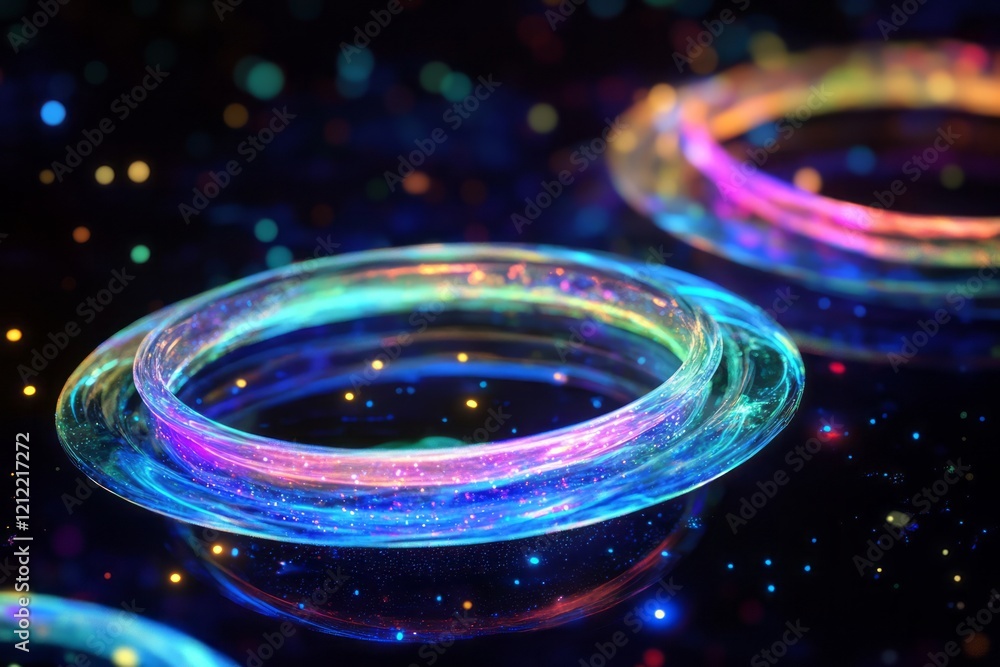 Illuminated Rings Orbiting In A Dark Nebula Illuminated Rings Orbiting In A Dark Nebula