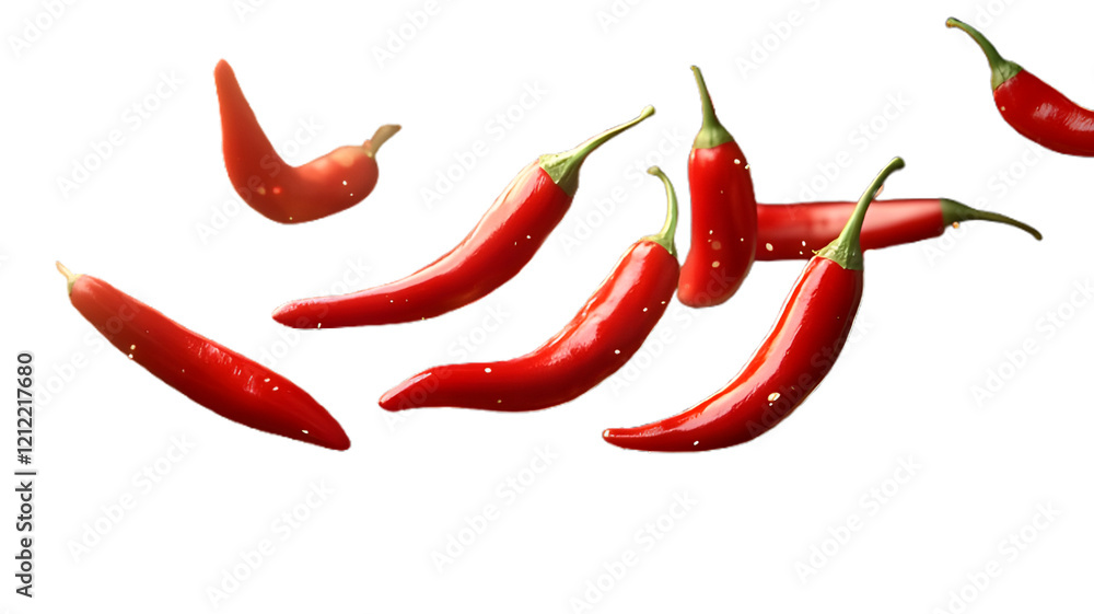 Dynamic 3D Illustration of Vibrant Red Chili Peppers, Png Dynamic 3D Illustration of Vibrant Red Chili Peppers, Png
