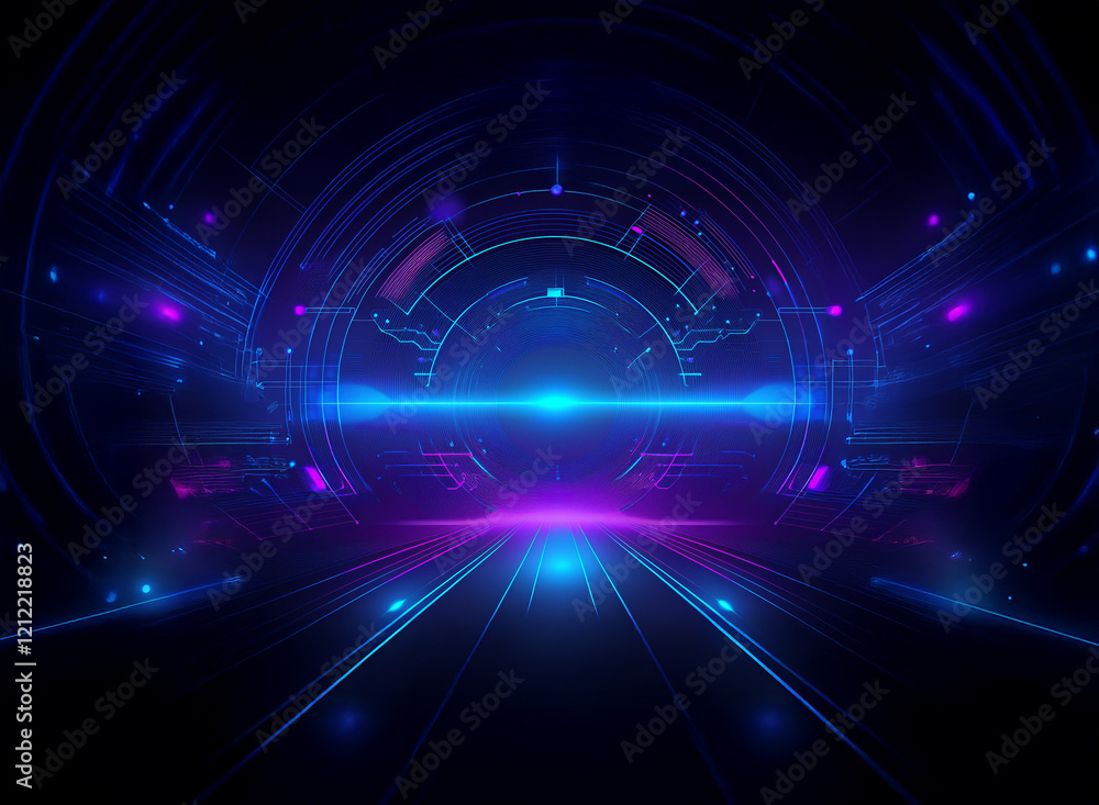 A futuristic, glowing tunnel of vibrant blue and purple light pulses with energy. A central portal emits a bright beam, suggesting a journey into the unknown. A futuristic, glowing tunnel of vibrant blue and purple light pulses with energy. A central portal emits a bright beam, suggesting a journey into the unknown.