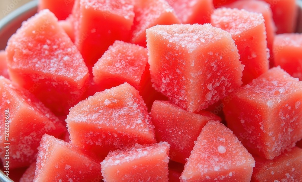 Fresh pink watermelon cubes in bowl Fresh pink watermelon cubes in bowl
