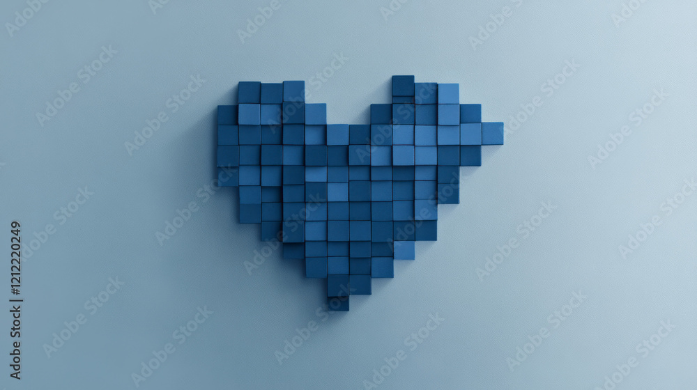 A creative blue pix heart icon composed of small square pixels, symbolizing love and connectivity in a digital world, A creative blue pix heart icon composed of small square pixels, symbolizing love and connectivity in a digital world,