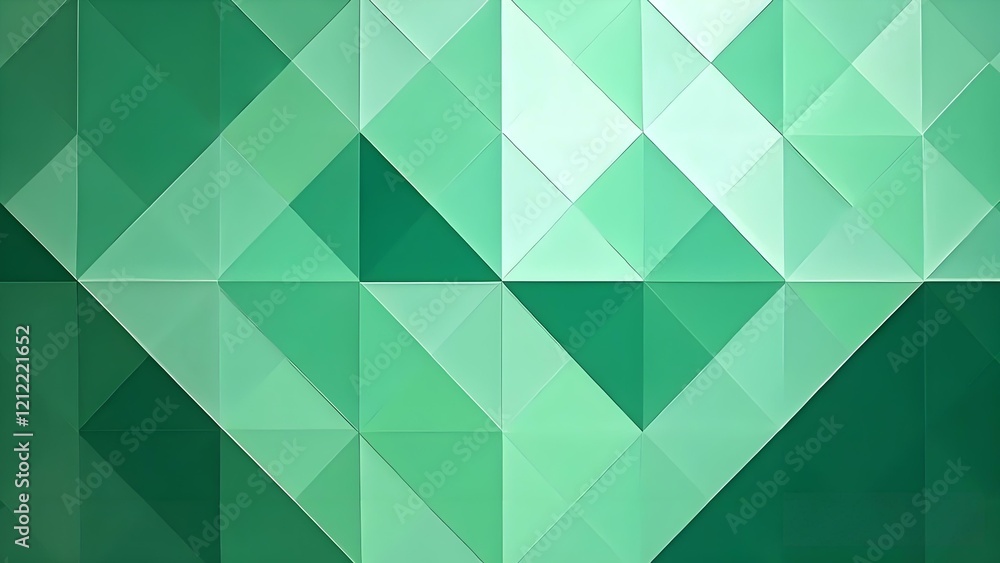 Obraz premium A green - toned geometric background composed of interlocking triangles. Ideal for website designs, digital art projects, and mobile app interfaces. 