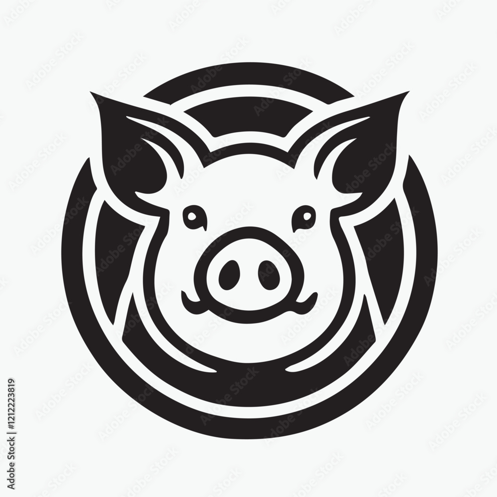 Obraz premium Pig hard icon in Black and White
