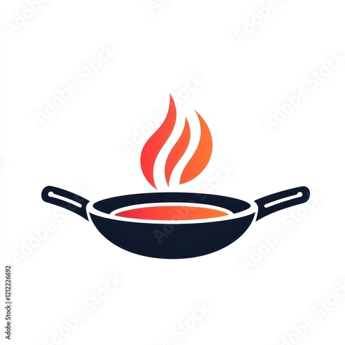 Wok with hot food, cooking image, restaurant theme, stock photo photo